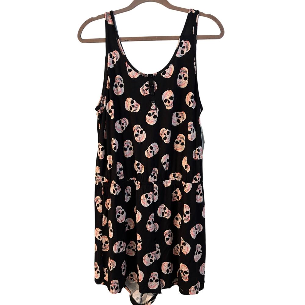 Torrid Supersoft Romper Skull Stretchy Black Tank Size 1X Sleep Lounge NWT